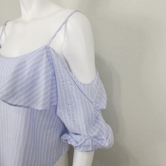 Astr The Label Blue Striped Boho Crop Top Size S - Picture 7 of 10